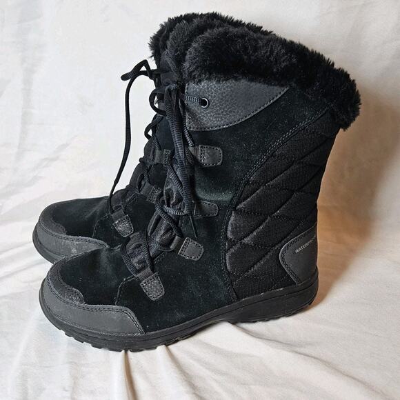 Columbia Boots Womens 8 Ice Maiden II Quilted Waterproof Winter Snow Boot Black - Picture 2 of 7
